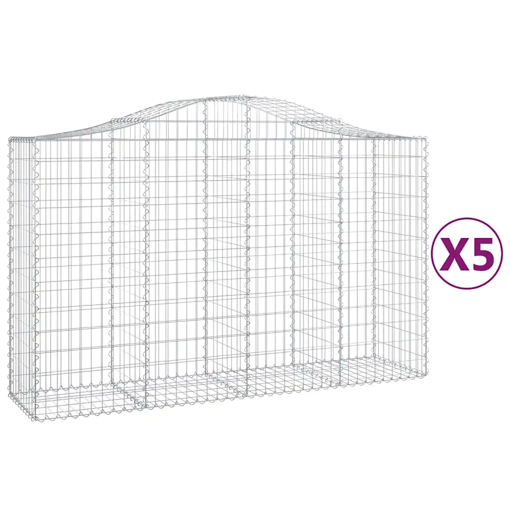 Cesti Gabbioni ad Arco 5 pz 200x50x120/140 cm Ferro Zincato 3145664