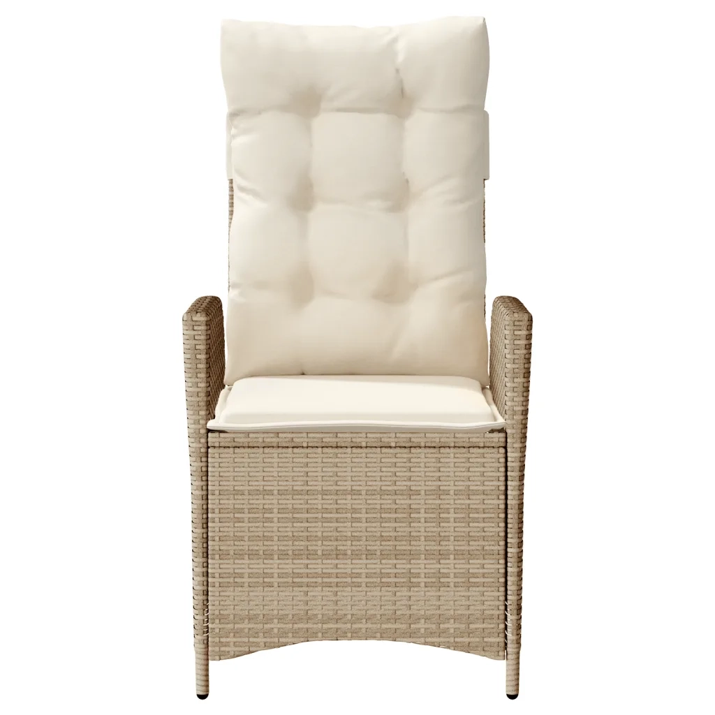 Sedia Reclinabile da Giardino con Cuscini Beige in Polyrattan 365260