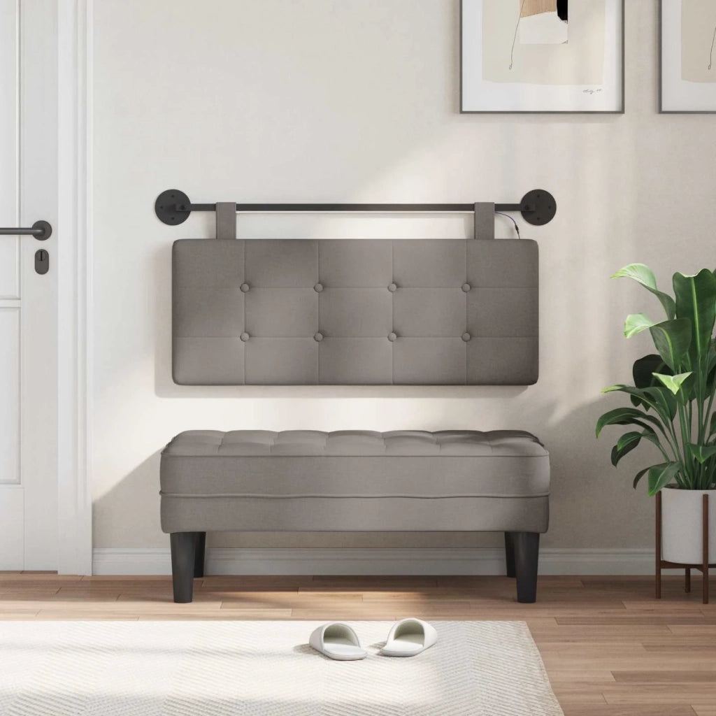 Testiera sospesa Con luce LED Tortora Tessuto