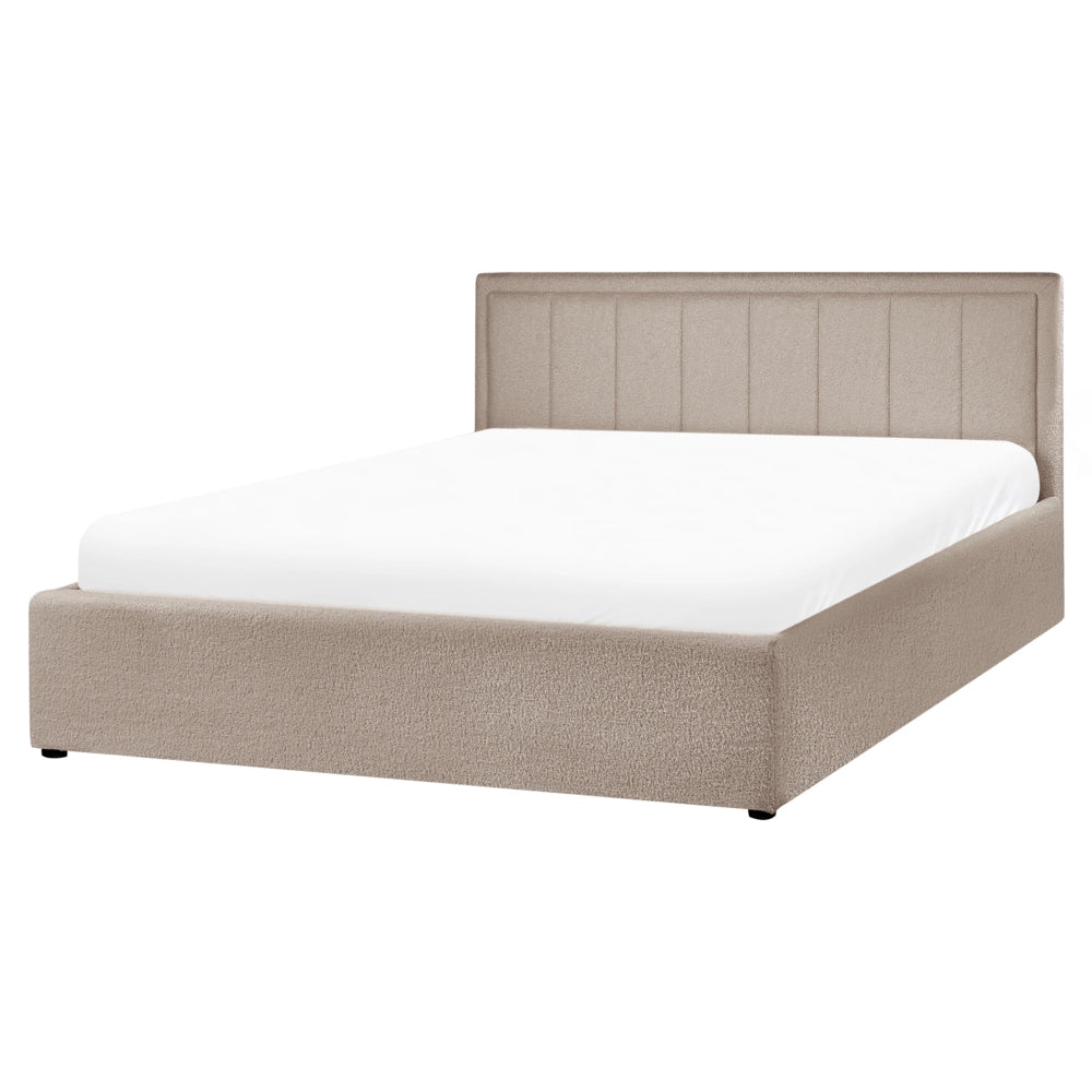 Letto Ottomano Tortora Boucle 160x200 cm Struttura imbottita con Testiera
