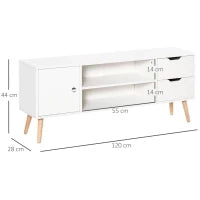Mobile TV Moderno in Legno Bianco, Mobile Porta TV di Design per TV Max. 50" 120x28x44cm