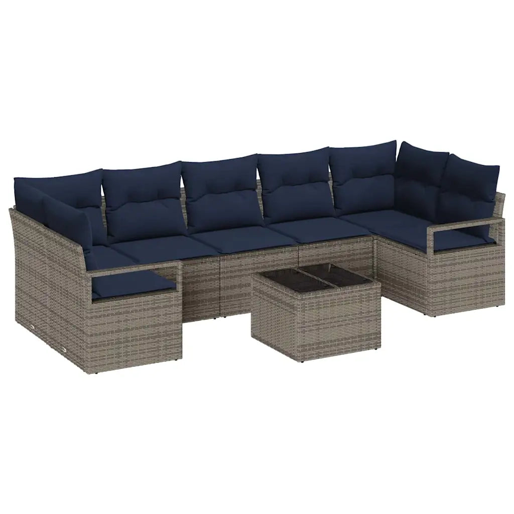 Set di divani 8 pcs Grigio polyrattan