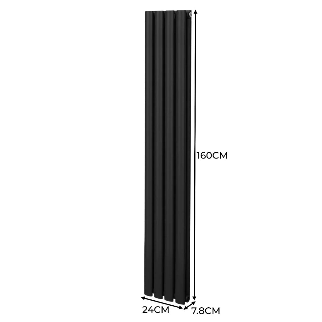 Radiatore a colonna ovale - 1600mm x 240mm - Nero