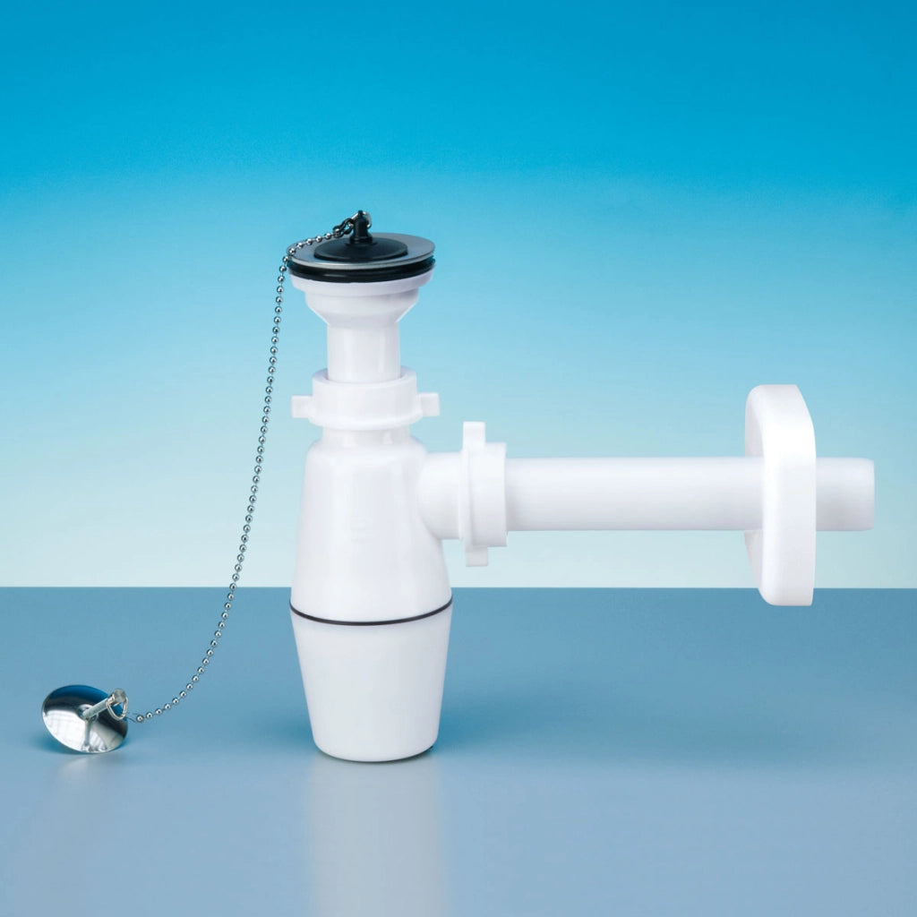 SIFONE A BOTTIGLIA PER LAVABO CON PILETTA e catenella 11/4 x 32- LIRA- pezzi 1