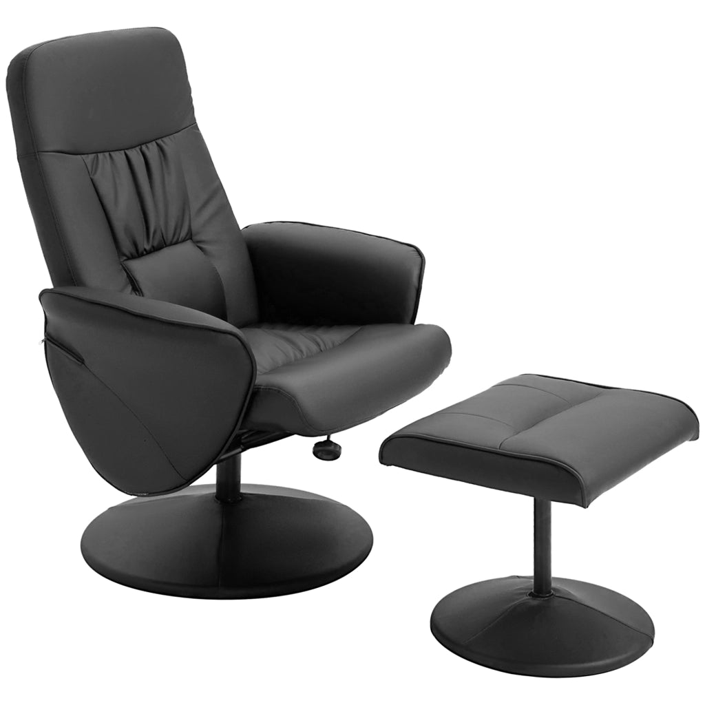Poltrona Relax Girevole in Similpelle ¨C Zephmum ¨C Nero con Poggiapiedi e Schienale Regolabile