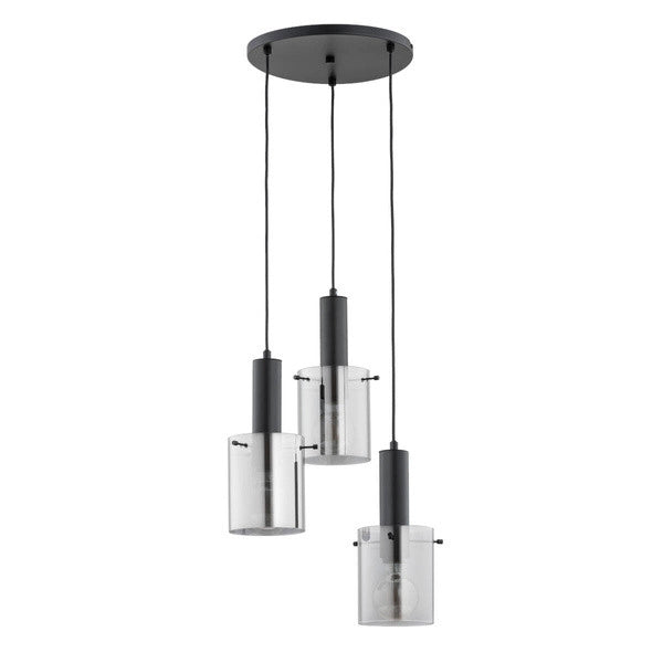 Lampada a sospensione Celia 3xE27 nera metallo Ø38cm Alfa