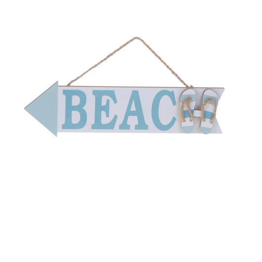 Set 3 Cartelli a Forma di Freccia con Scritta Beach Larghezza 39 cm