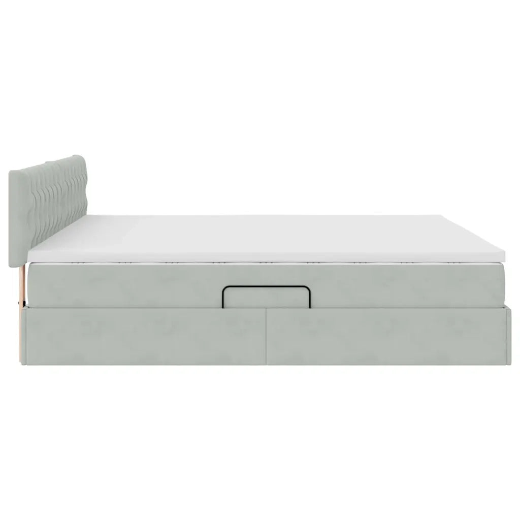 Letto con Contenitore Grigio chiaro 160 x 200 cm Velluto