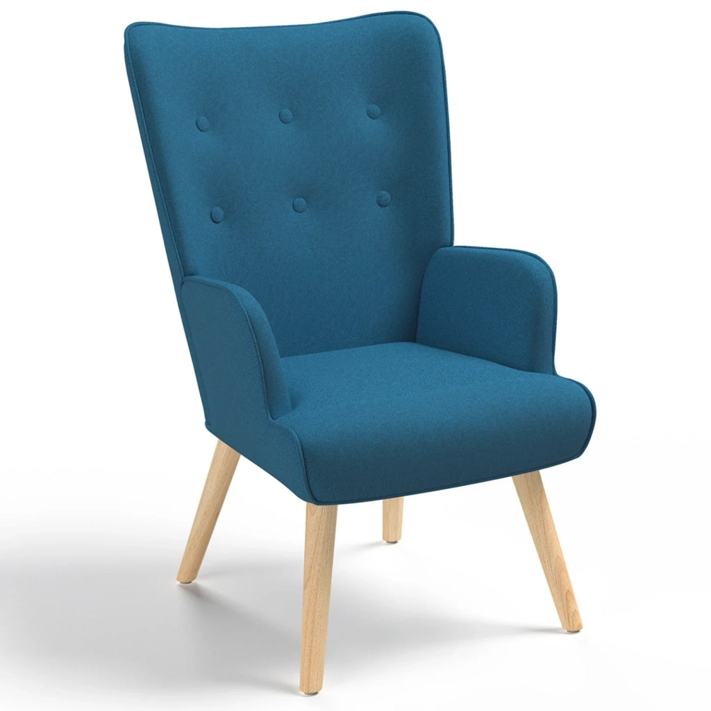 IDMarket - Poltrona scandinava IVAR in tessuto blu anatra