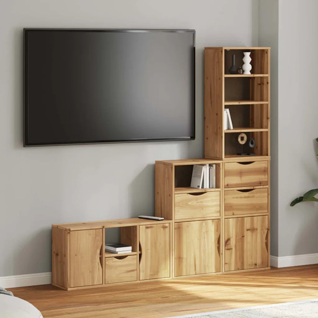 Mobile TV 5 pz con Contenitore ODDA in Legno Massello di Pino