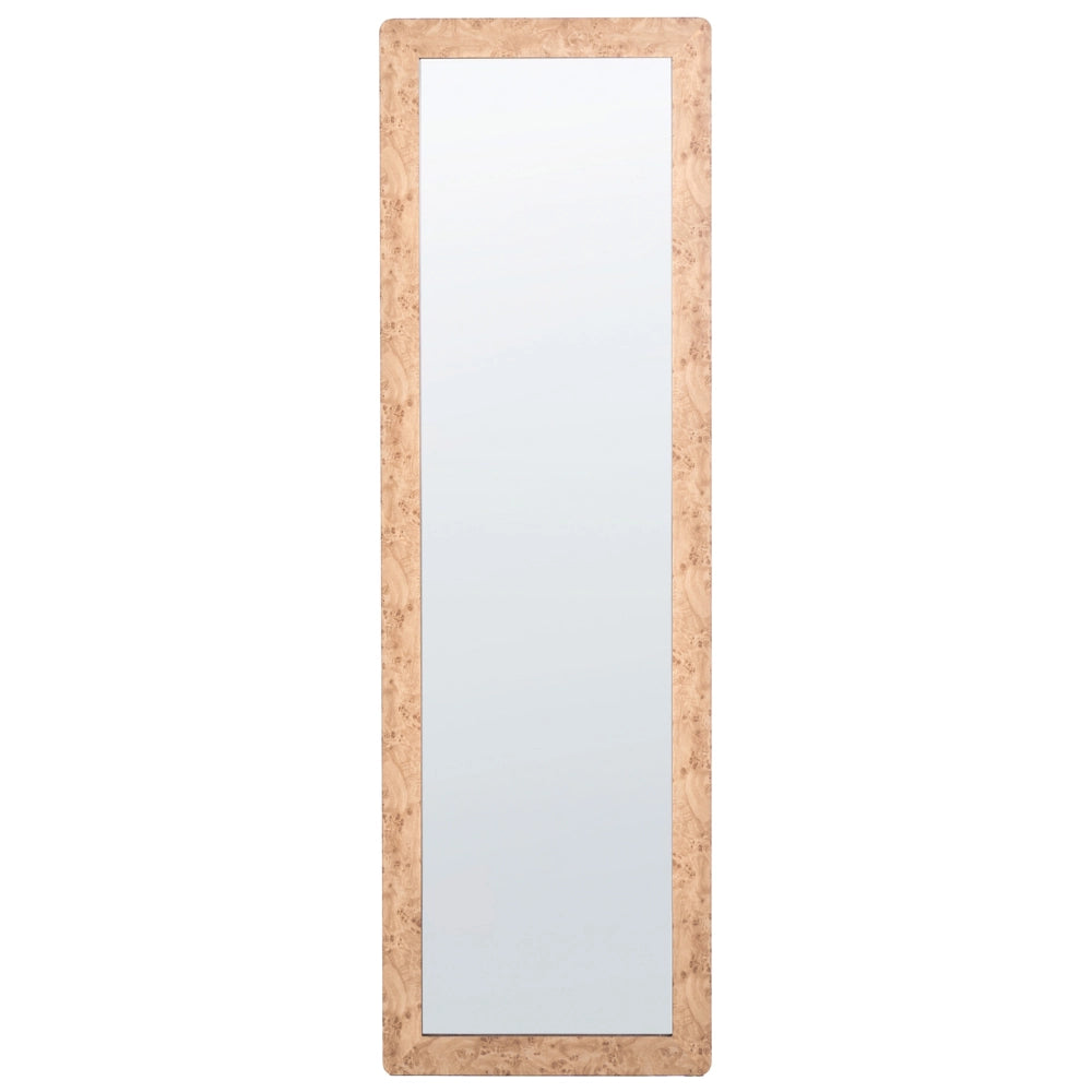 Specchio da parete con cornice in MDF marrone chiaro, elemento decorativo da appendere in stile Mid-Century Moderno