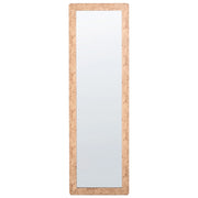 Specchio da parete con cornice in MDF marrone chiaro, elemento decorativo da appendere in stile Mid-Century Moderno
