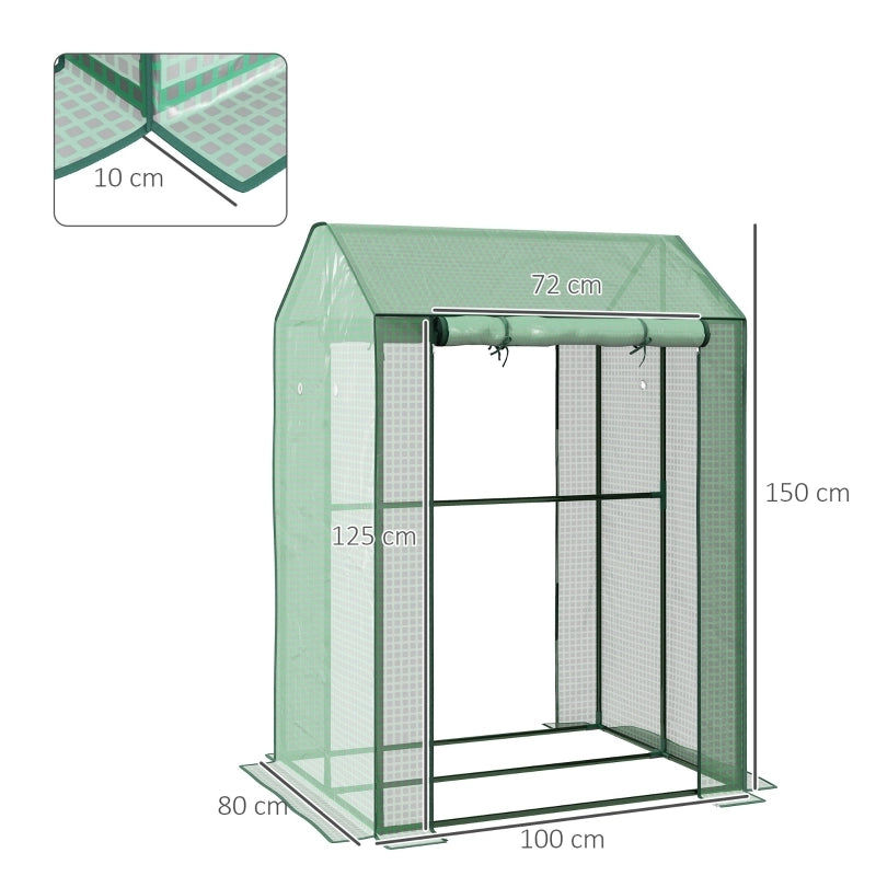 Serra/Cassetta fredda, resistente alle intemperie, con porta avvolgibile, 100 cm x 80 cm x 150 cm, verde.