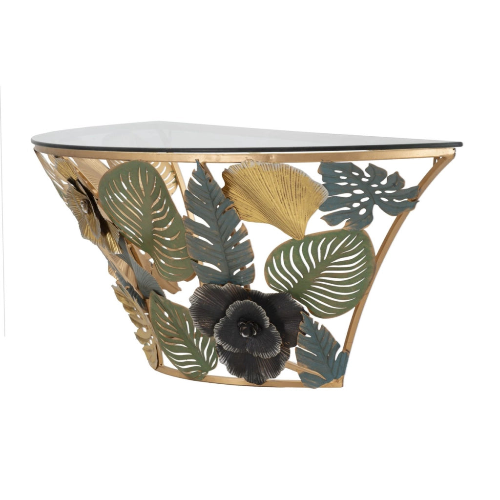 Tavolo Consolle Foglia 74, Multicolore, Metallo, 120x40,5x37,2 cm