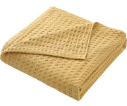 Bedsprei 100% Cotone Wafel Piqué Deken Piuma Deken Zaffata Deken Zaffata Estate Wafellook Deken Leggero Cotone Deken come Bedsprei, Coperta per Divano, Giallo, 200 x 230 cm
