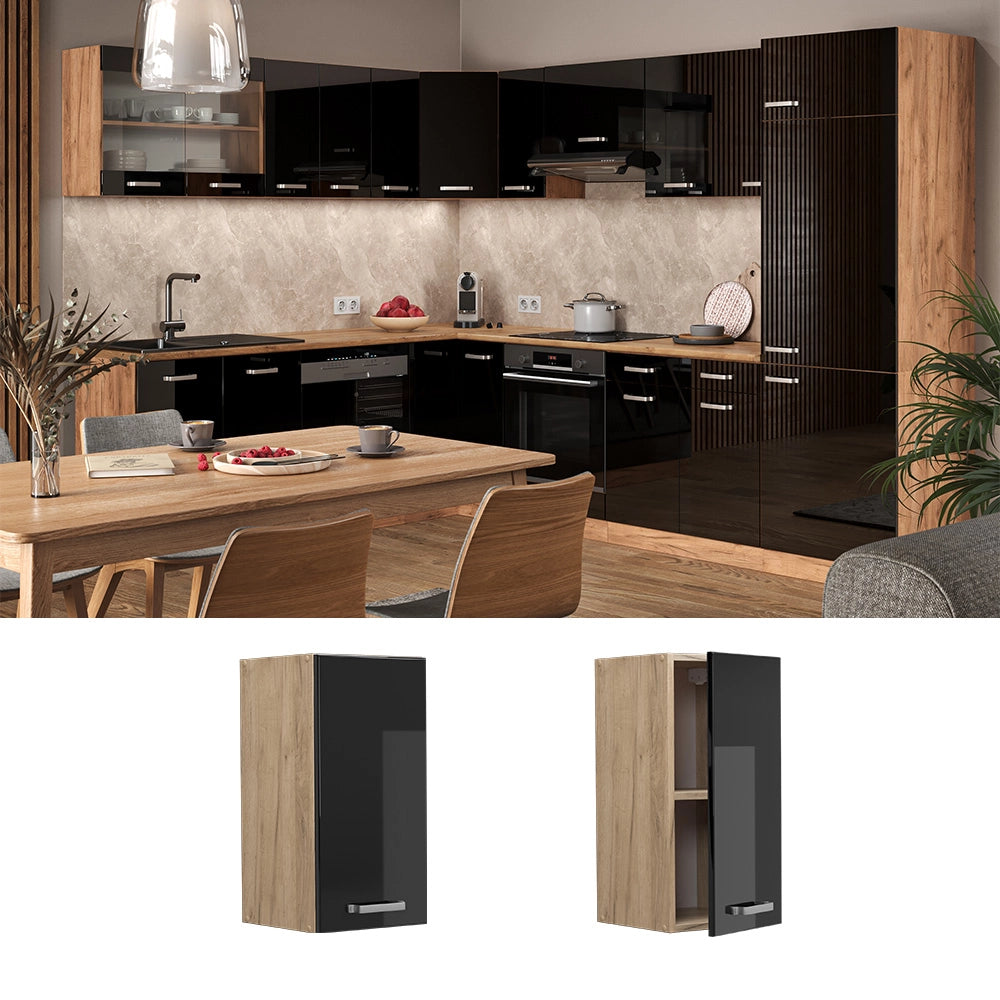 Vicco Pensile da cucina Nero lucido 30 cm