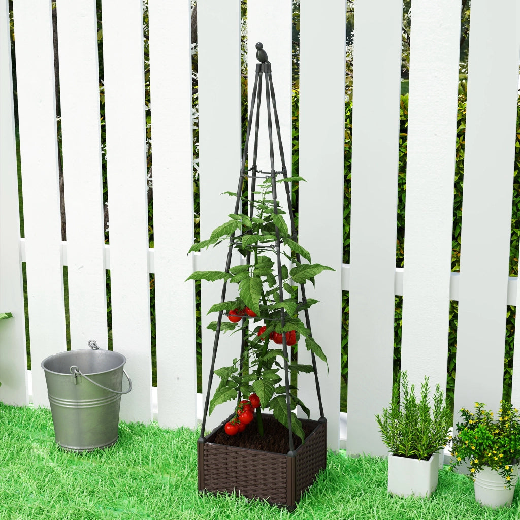 Fioriera con Griglia in Metallo per Piante Rampicanti ¨C Xylo ¨C Polipropilene Grigio 40x40x175 cm