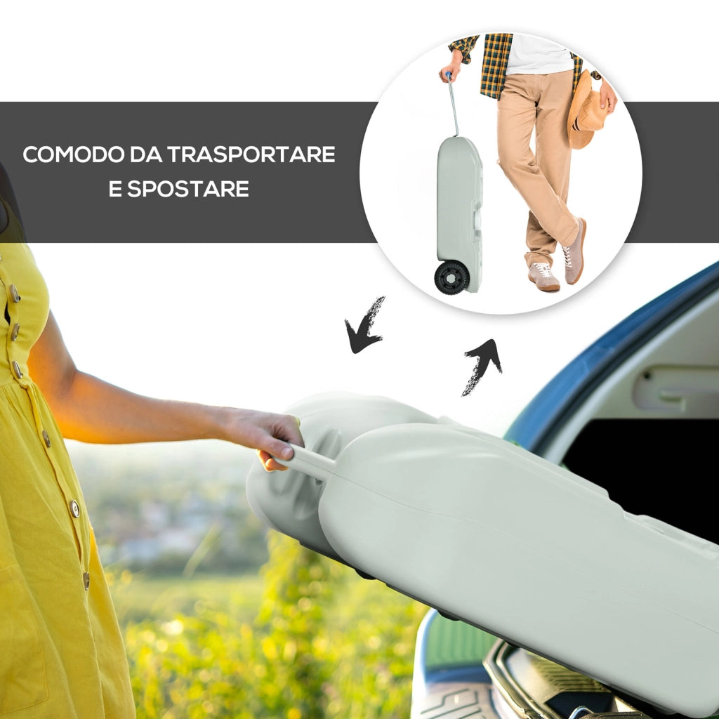Serbatoio per Acqua da Campeggio 40L Tubo e Rubinetto Inclusi con Ruote Grigio