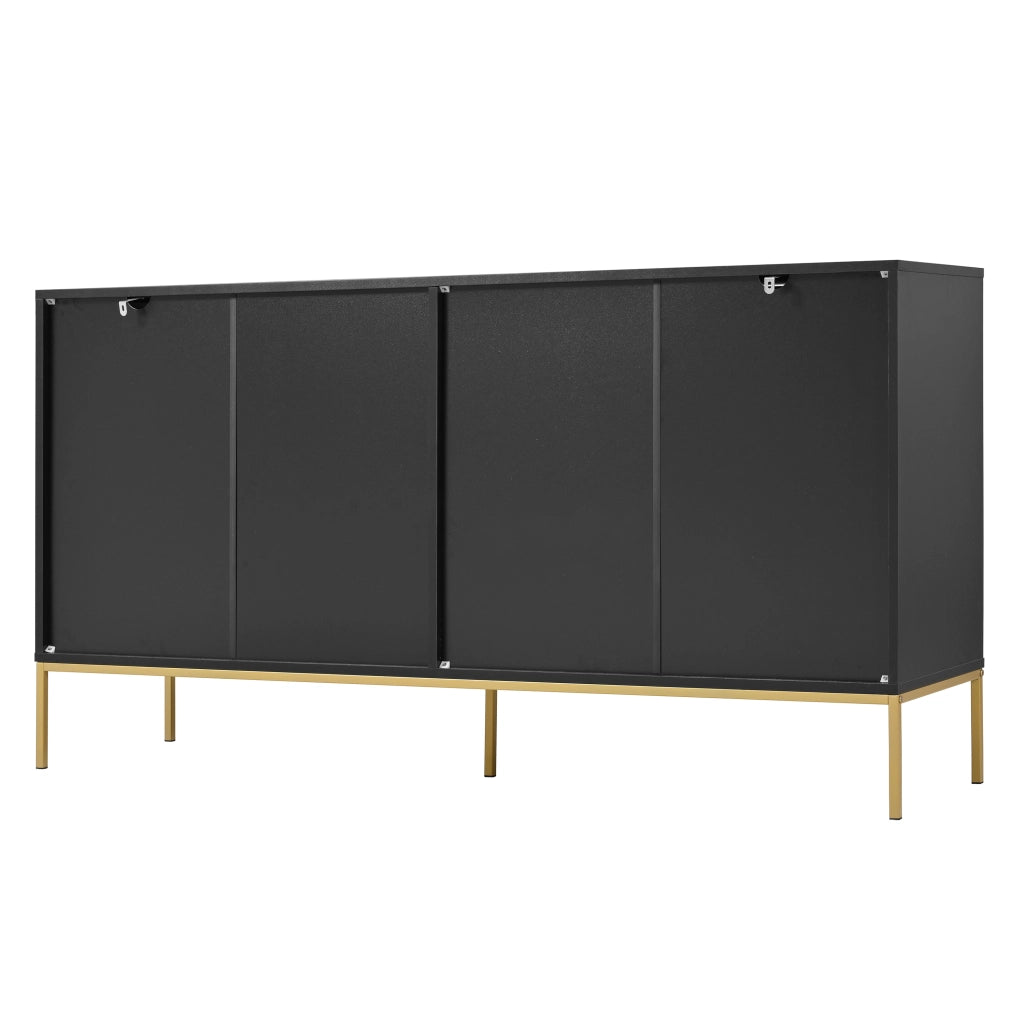 Credenza con 4 ante e ripiano regolabile; per soggiorno; in truciolare e MDF; 150×40×80 cm; nero