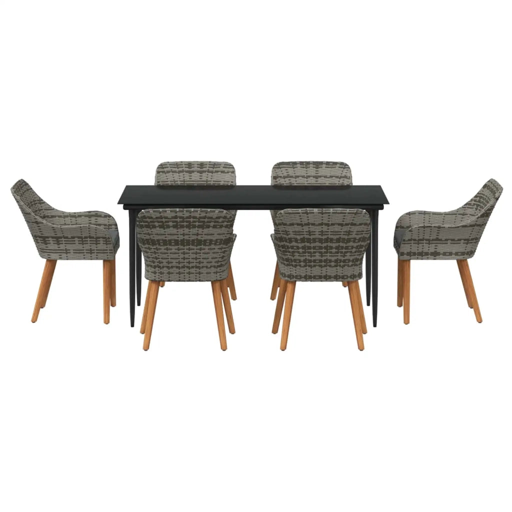 Set da Pranzo per Giardino con cuscino 7 pcs Grigio polyrattan 3261681