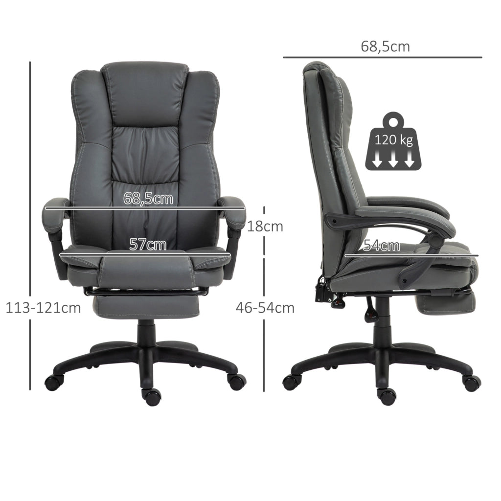Poltrona da ufficio ergonomica con massaggio, reclinabile e poggiapiedi per comfort prolungato