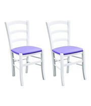 Set 2 sedie legno massello bianco seduta imbottita lilla - Mobili 2G