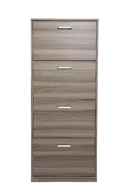 Mobile Scarpiera Salvaspazio in Legno 4 Ante Marrone 60 x 24 x 150 cm