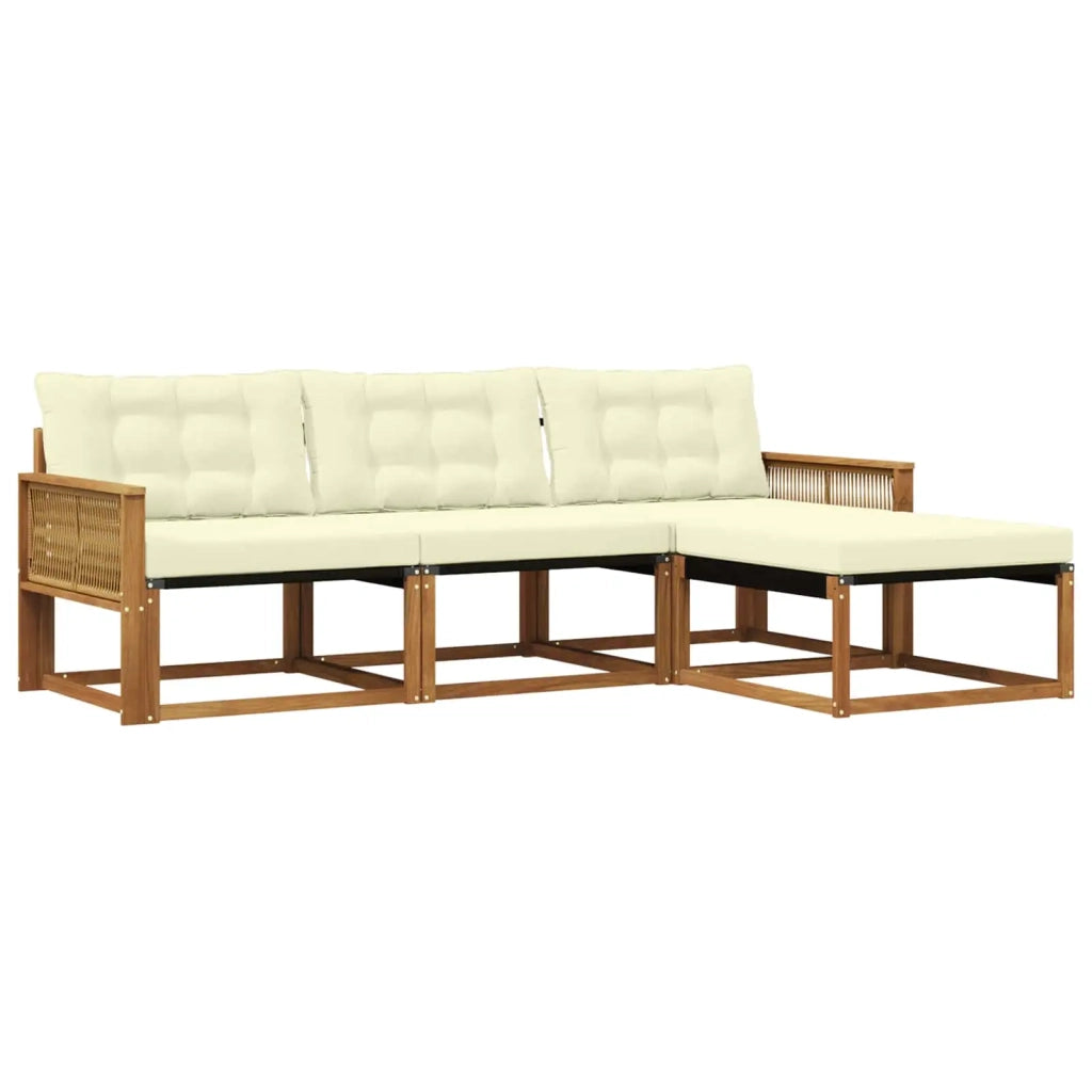 Set di divani da esterno con cuscino 4 pcs Naturale e Crema