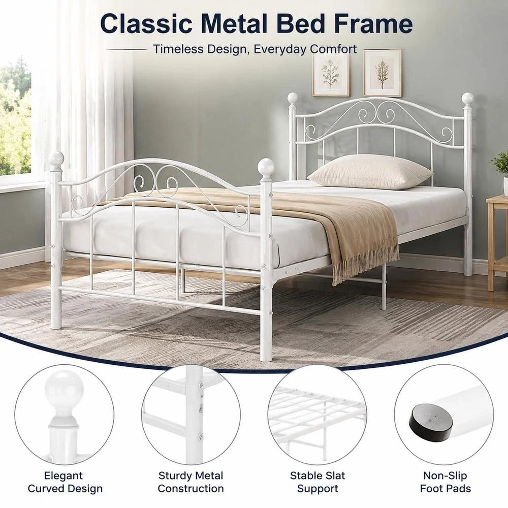 White Metal Bed 90x200 Cm