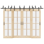 Kit di Binari per Porte Scorrevoli 305 cm Acciaio Nero