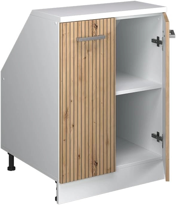 Mobile sottotetto Rion, Rovere artigianale, 60 x 81.6 cm con 2 porte, carcassa 60 cm profondità, adatto per il salvaspazio sotto tetti spioventi