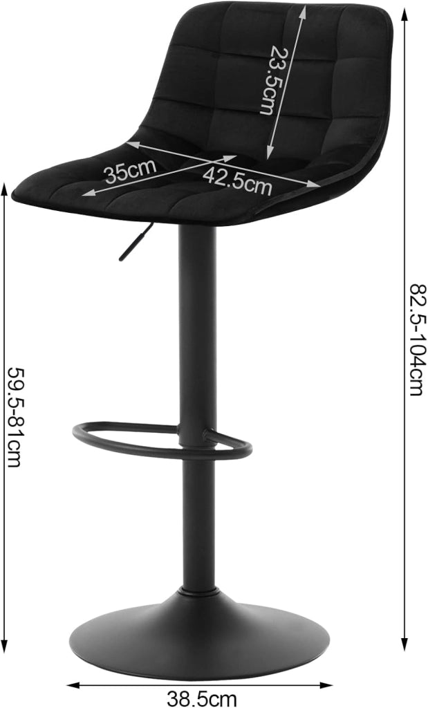 Sgabello Cucina Moderno Sgabello da Bar Girevole con Poggiapiedi, in Velluto Nero BH273sz-1
