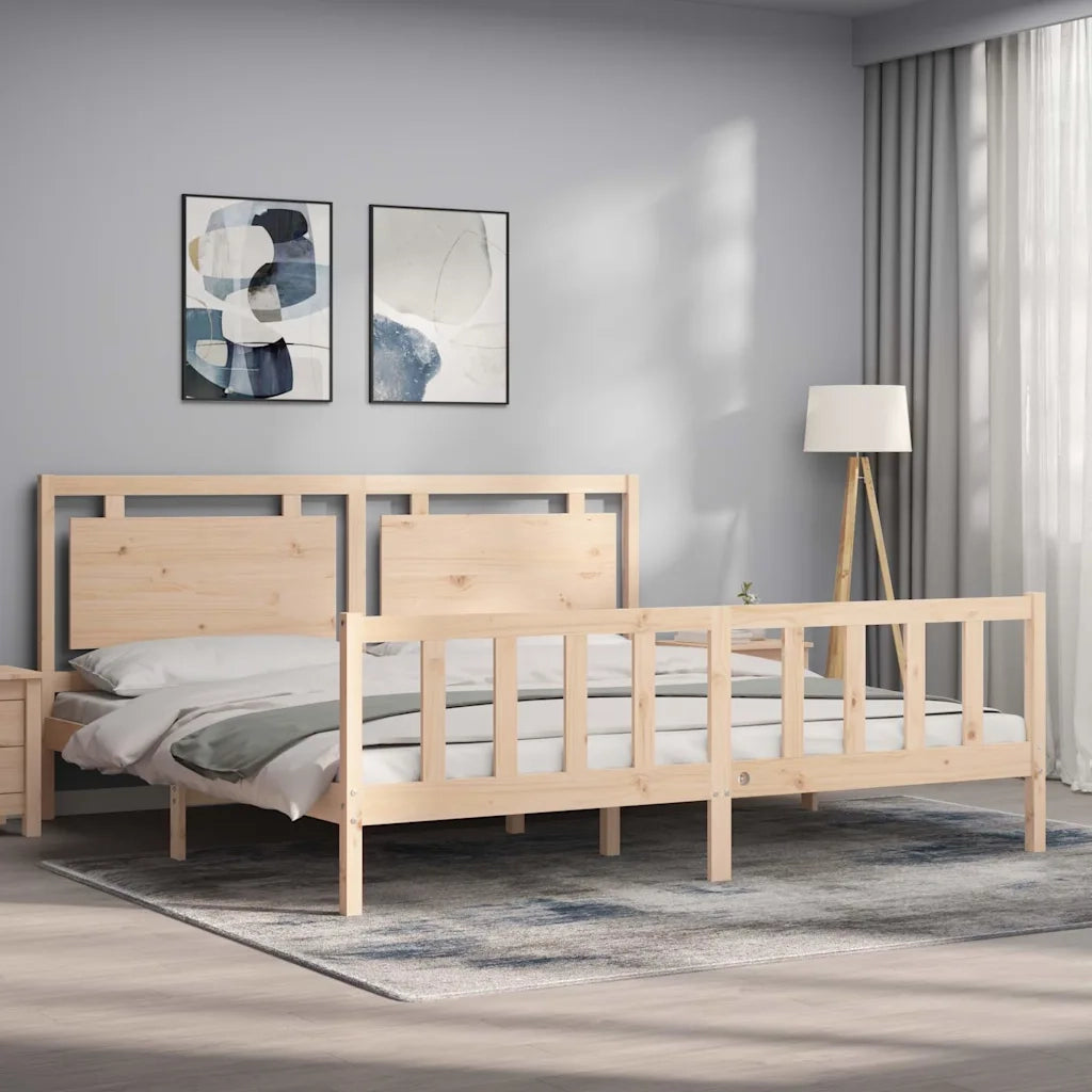 Giroletto con Testiera 180x200 cm in Legno Massello 3192181
