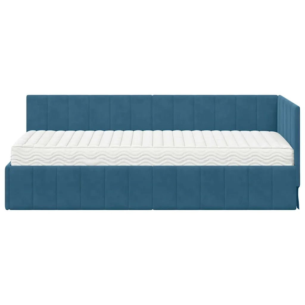 Struttura Letto Angolare con Materasso 2 pcs Blu Velluto
