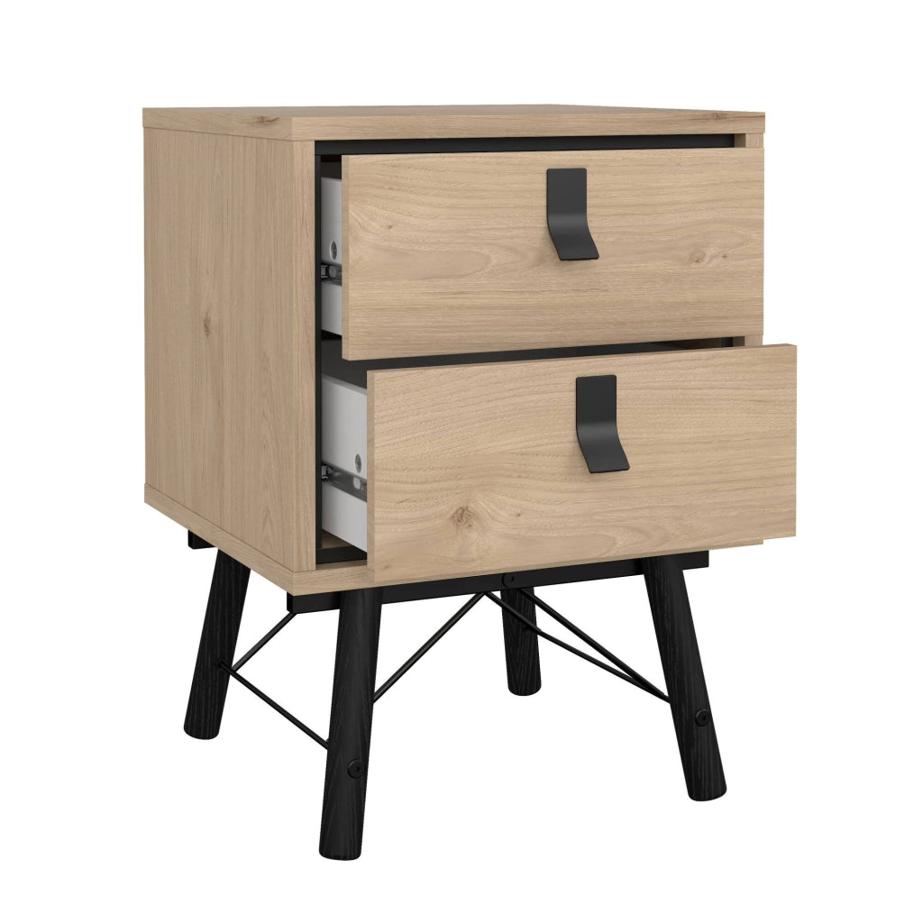 Comodino Jean, Comò basso, Tavolino da notte, Mensola da letto, 43x40 h60 cm, Rovere