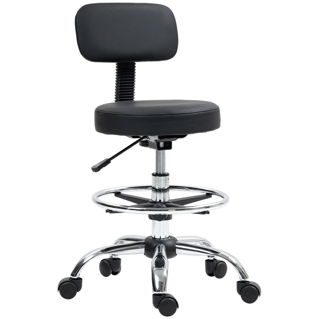 Sedia da ufficio ergonomica girevole in pelle sintetica con poggiapiedi regolabile nera 52 × 52 × 78-92 cm