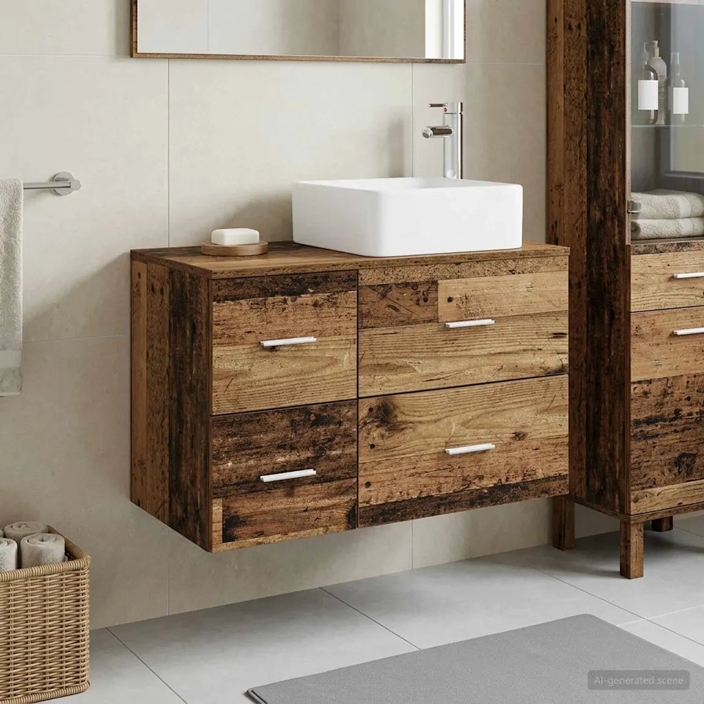 Set di mobili per il bagno 2 pz Legno antico 3403982