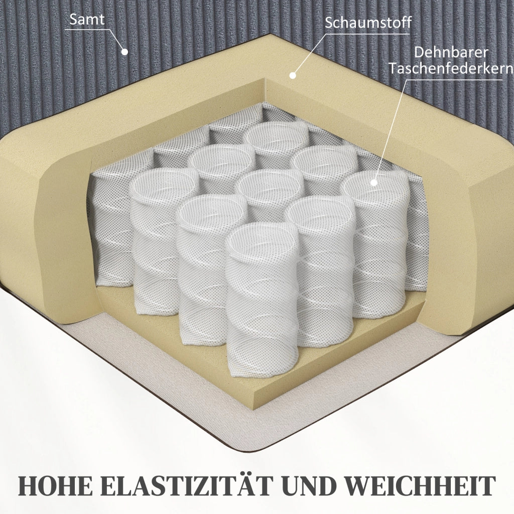 Poltrona reclinabile elettrica con rivestimento in tessuto corda e tasche laterali ¨C Zephmum ¨C Grigio scuro