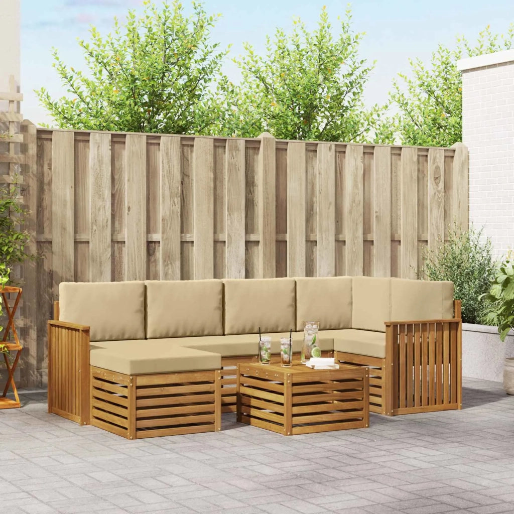 Set divano sezionale con cuscino 7 pcs Naturale e Beige 3375128
