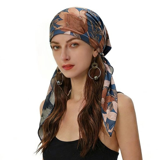 Tulband per Capelli con Fiamma a Fiamma - Color Blu - Cappello Leggero - Sciarpa per Capelli Pre-fissa - Taglia Universale - Materiale Soffice e Comfortevole - 100% Poliestere