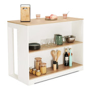IDMarket - Tavolo bar ad isola JUNO in legno bianco con piano in faggio