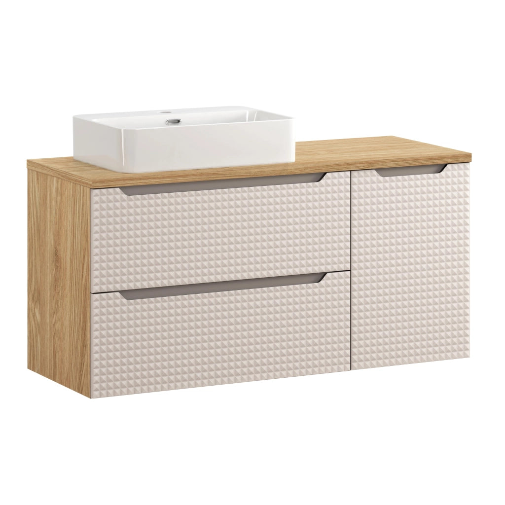 Set mobili bagno 120 cm con piano e lavabo da appoggio Trust Luxor Beige 120 x 1401 x 46 cm