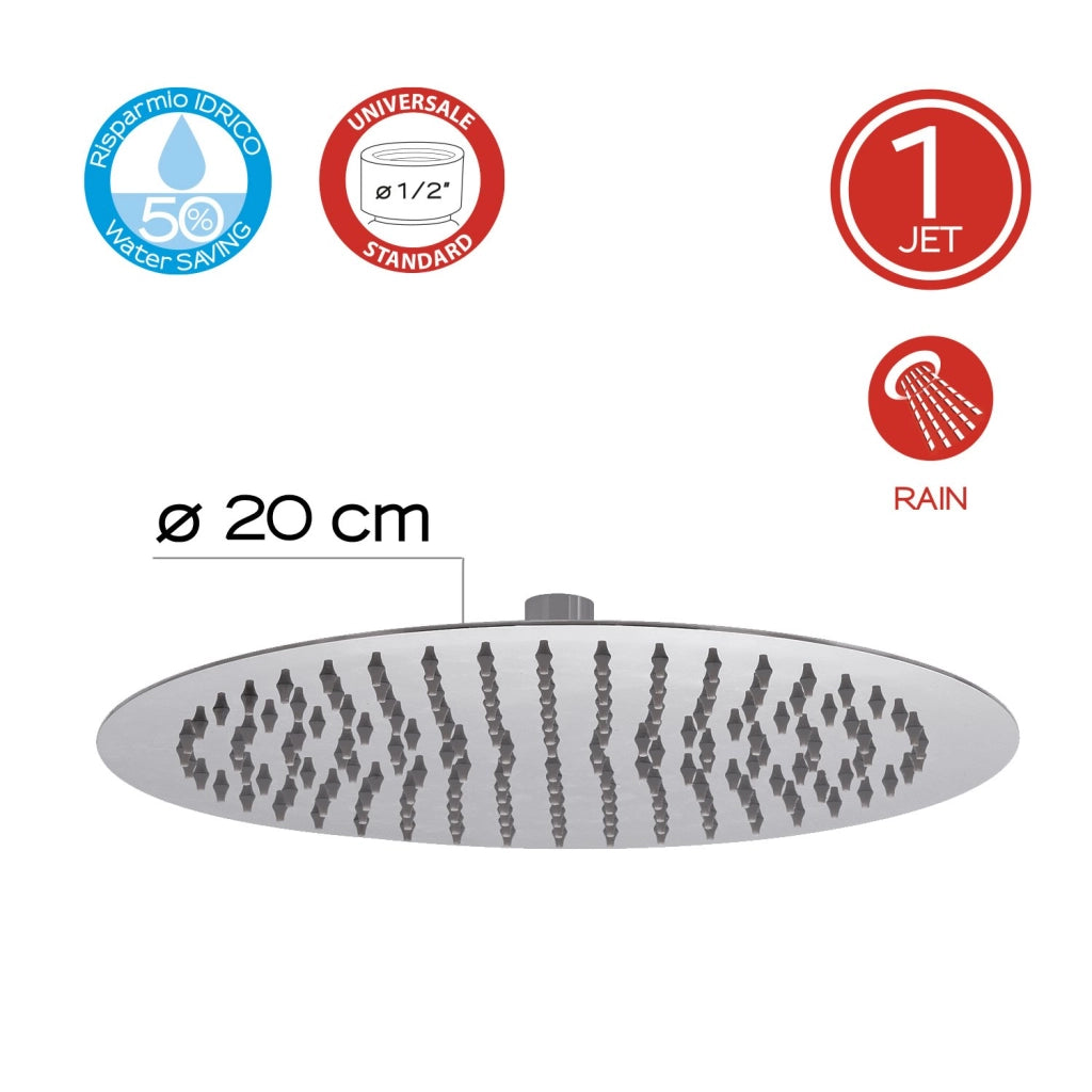 Set doccia 5 pezzi HIGH PRO 06 Gedy in ottone  D. 20cm - Cromato
