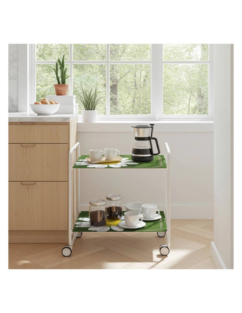 Carrello da cucina pieghevole bianco con ruote BAUHAUS 2 ripiani