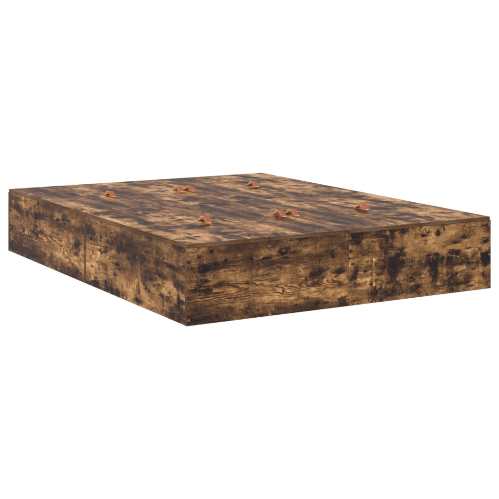 Struttura letto con contenitore in rovere affumicato 140x190 cm