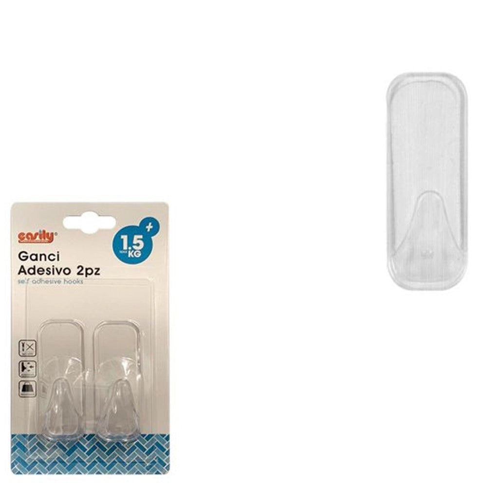 Trade Shop - Set 2 Pz Ganci Appendini Da Parete Adesive Casa Bagno Cucina Attaccapanni 87006 -
