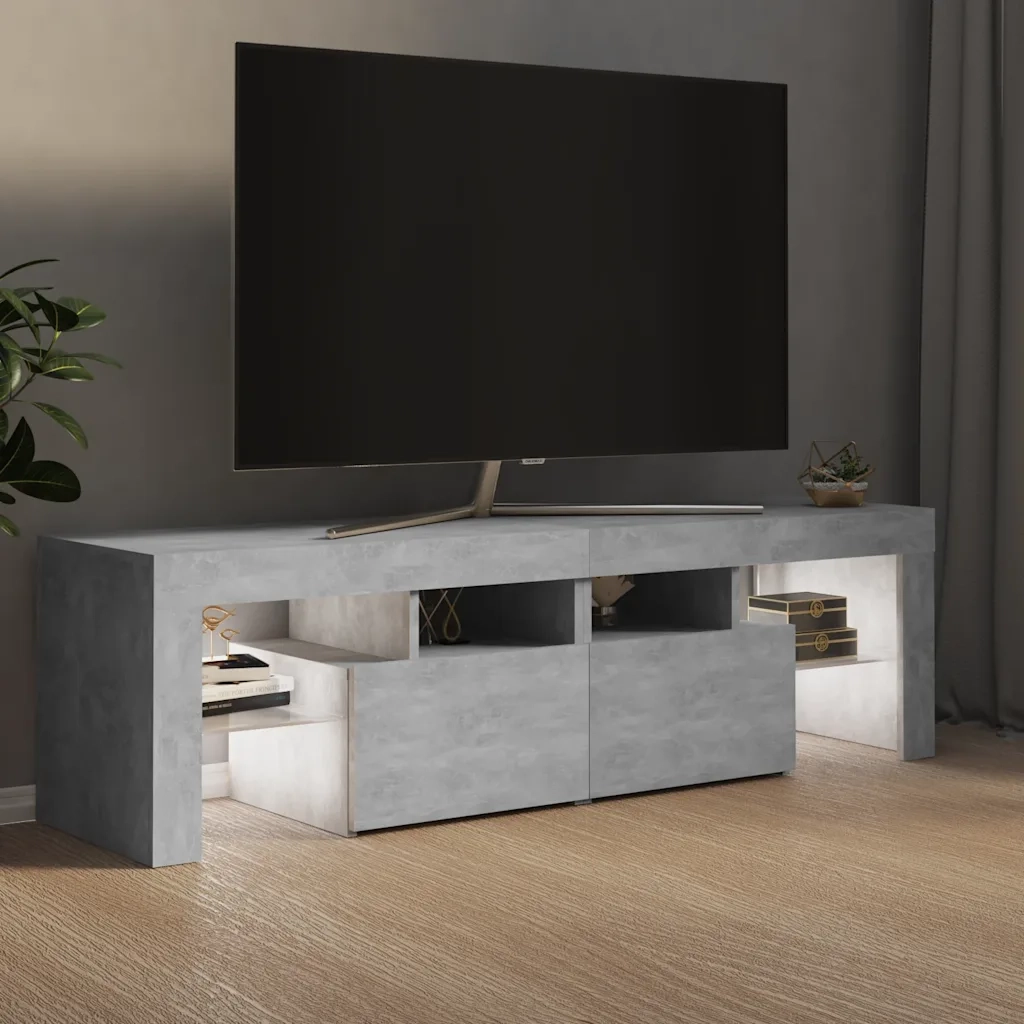 Mobile Porta TV con Luci LED Grigio Cemento 140x36,5x40 cm 804368