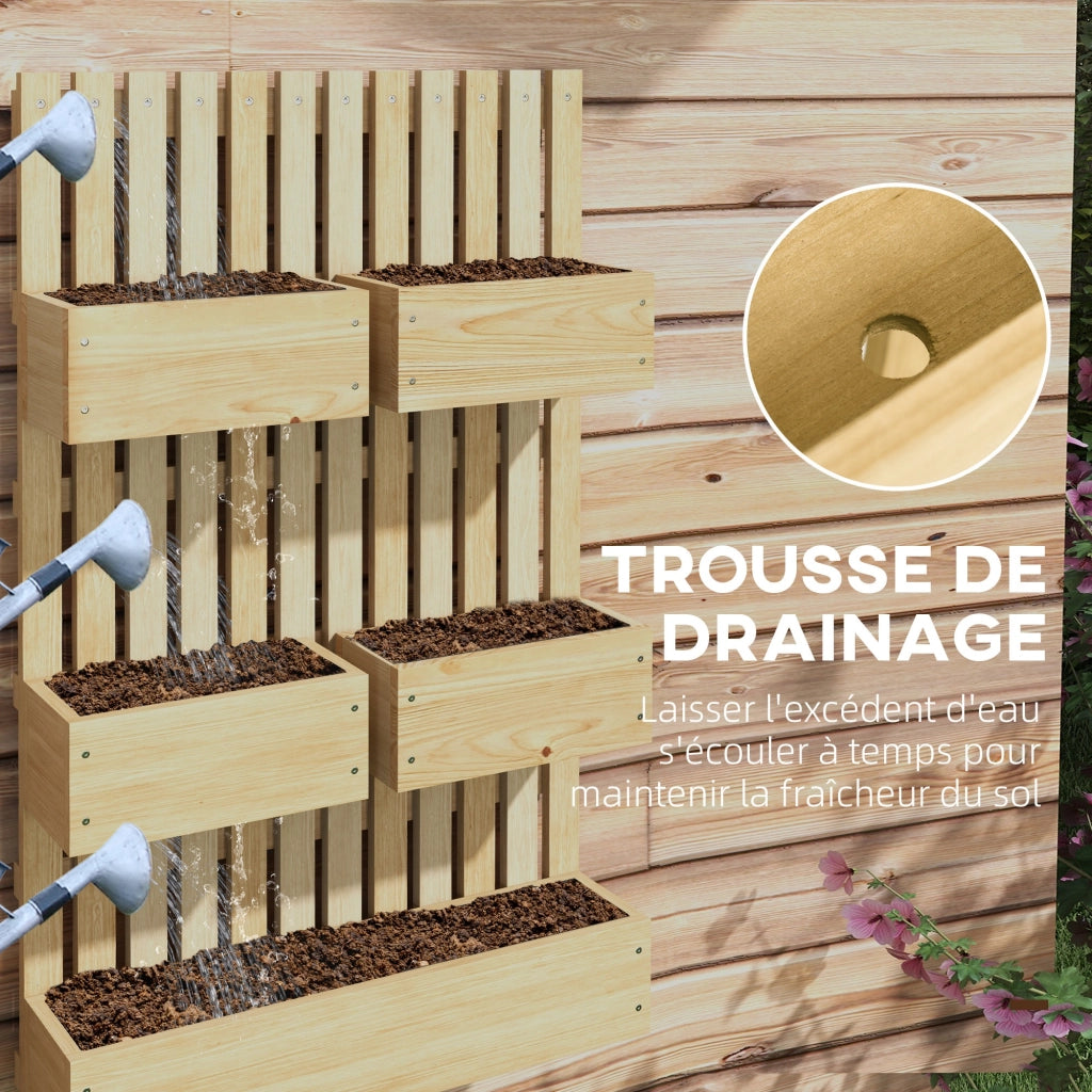 Jardiniere Murale in Legno con 5 Baci Amovibili ¨C zephmum ¨C 60x16x100 cm