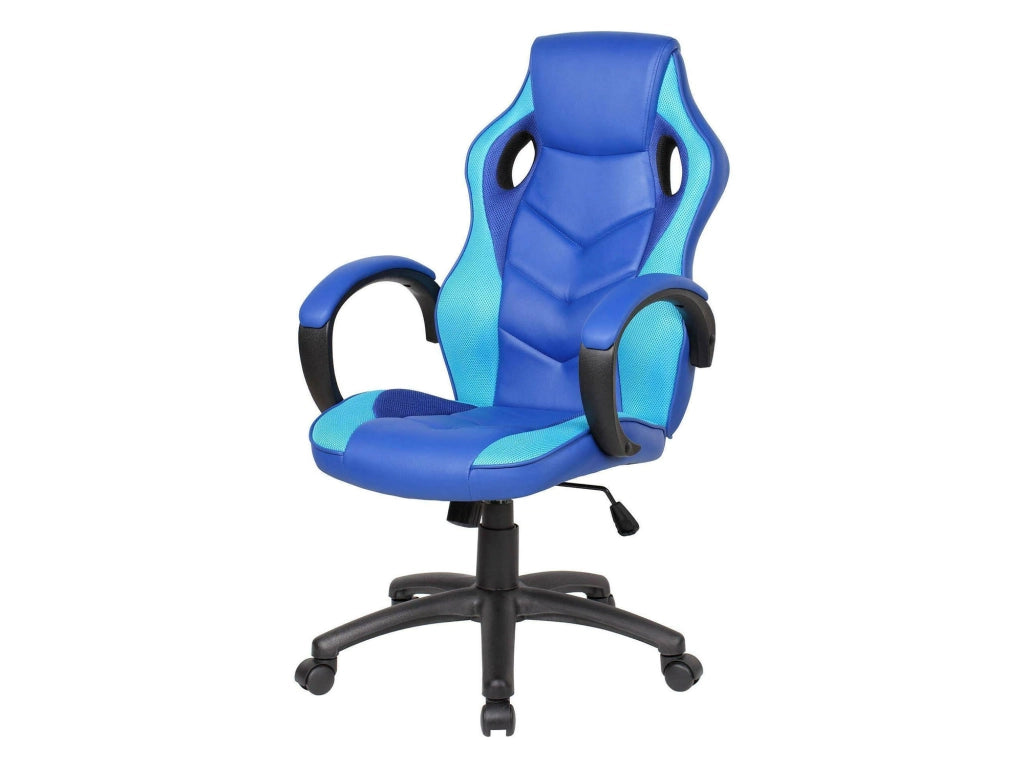 Sedia da gaming Urbana, Poltrona da gaming adulto, Sedia da scrivania, 66x61h104/114 cm, Blu e Azzurro