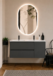 Mobile bagno con lavabo ORIGENBATH ITACA senza specchio 120x45 cm doppio lavabo grafite